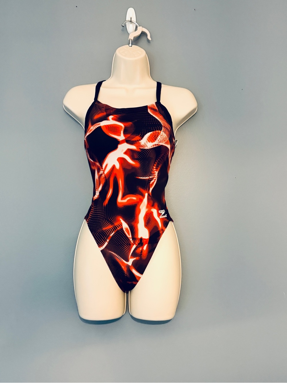 Speedo Black & Red Flame-Print One-Piece Swimwear